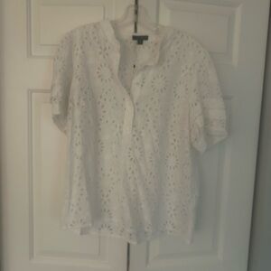 J.crew White Eyelet Women's Top xl